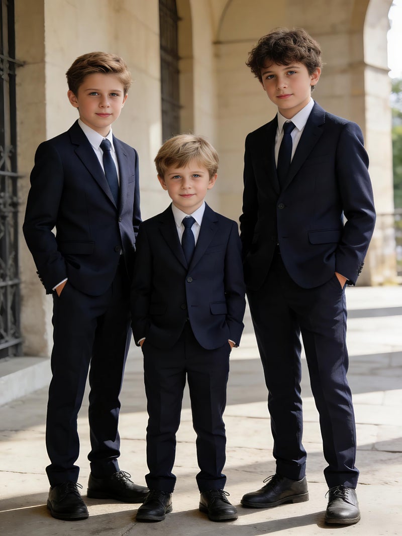 YuanLu Kids Suits for Boys Navy Blue Boy Suit Slim Fit Ring Bearer Outfit Wedding Guest Dresswear Toddler Tuxedo Size 2T - Image 5